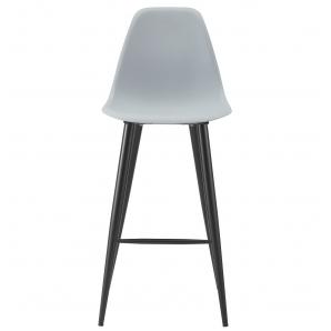 2 Taburetes cluny, metal epoxi negro, polipropileno gris - 2 unidades