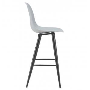 2 Taburetes cluny, metal epoxi negro, polipropileno gris - 2 unidades