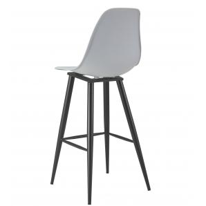 2 Taburetes cluny, metal epoxi negro, polipropileno gris - 2 unidades