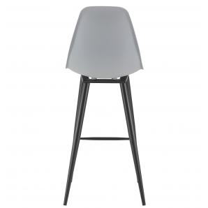 2 Taburetes cluny, metal epoxi negro, polipropileno gris - 2 unidades
