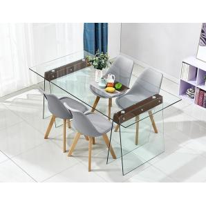 Mesa selene, madera, cristal templado, 200x90 cms