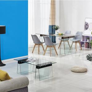 Mesa selene, madera, cristal templado, 200x90 cms