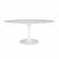 Mesa tul, oval, fibra de vidrio, mármol blanco 160x90 cms