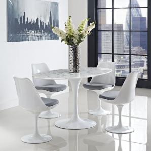 Mesa tul, oval, fibra de vidrio, mármol blanco 160x90 cms