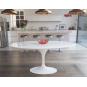 Mesa tul, oval, fibra de vidrio, tapa lacada blanca 180x108 cms