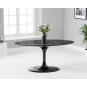Mesa tul, oval, fibra de vidrio, mármol negro 160x90 cms