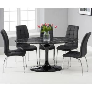 Mesa tul, oval, fibra de vidrio, mármol negro 160x90 cms