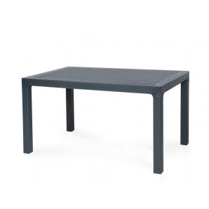 Mesa tropical, ratán, polipropileno antracita, 150 x 90 cms