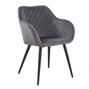 2 Sillones rolando, metal, tapizado velvet 21 gris oscuro - 2 unidades