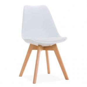 4 Sillas torre 4p ( su ), madera, polipropileno y cojín blanco - 4 unidades