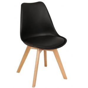 4 Sillas torre 4p ( su ), madera, polipropileno y cojín negro - 4 unidades