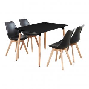 4 Sillas torre 4p ( su ), madera, polipropileno y cojín negro - 4 unidades