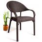 4 Sillones torremolinos, apilable, patas metálicas, polipropileno marrón chocolate - 4 unidades