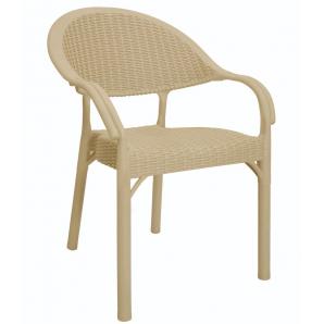 4 Sillones torremolinos, apilable, patas metálicas, polipropileno capuccino - 4 unidades