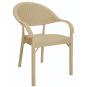 4 Sillones torremolinos, apilable, patas metálicas, polipropileno capuccino - 4 unidades