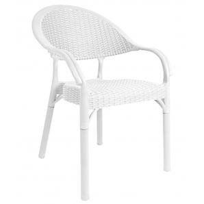 4 Sillones torremolinos, apilable, patas metálicas, polipropileno blanco - 4 unidades