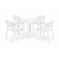 4 Sillones torremolinos, apilable, patas metálicas, polipropileno blanco - 4 unidades