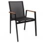 4 Sillones rosauro, apilable, aluminio, textilene negro - 4 unidades
