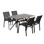 4 Sillones rosauro, apilable, aluminio, textilene negro - 4 unidades