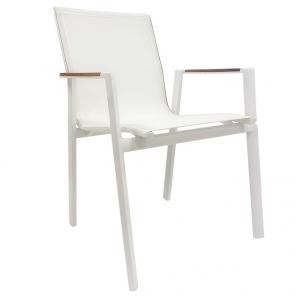4 Sillones rosauro, apilable, aluminio, textilene blanco - 4 unidades