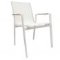4 Sillones rosauro, apilable, aluminio, textilene blanco - 4 unidades