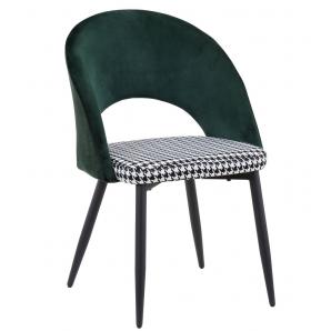 2 Sillas cleo, metal, tapizado verde con pata de gallo - 2 unidades