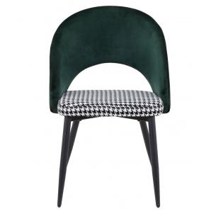 2 Sillas cleo, metal, tapizado verde con pata de gallo - 2 unidades