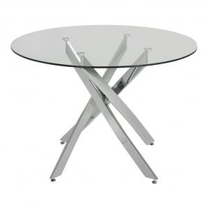 Mesa chantal 100, cromada, cristal, 100 cms diámetro