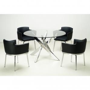 Mesa chantal 100, cromada, cristal, 100 cms diámetro