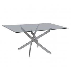 Mesa chantal 150, cromada, cristal, 150 x 90 cms