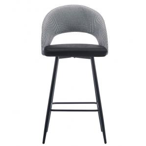 4 Taburetes cleo, metal, tapizado pata de gallo con negro - 4 unidades