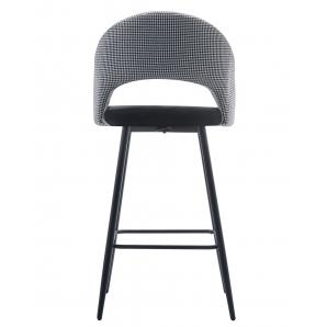 4 Taburetes cleo, metal, tapizado pata de gallo con negro - 4 unidades
