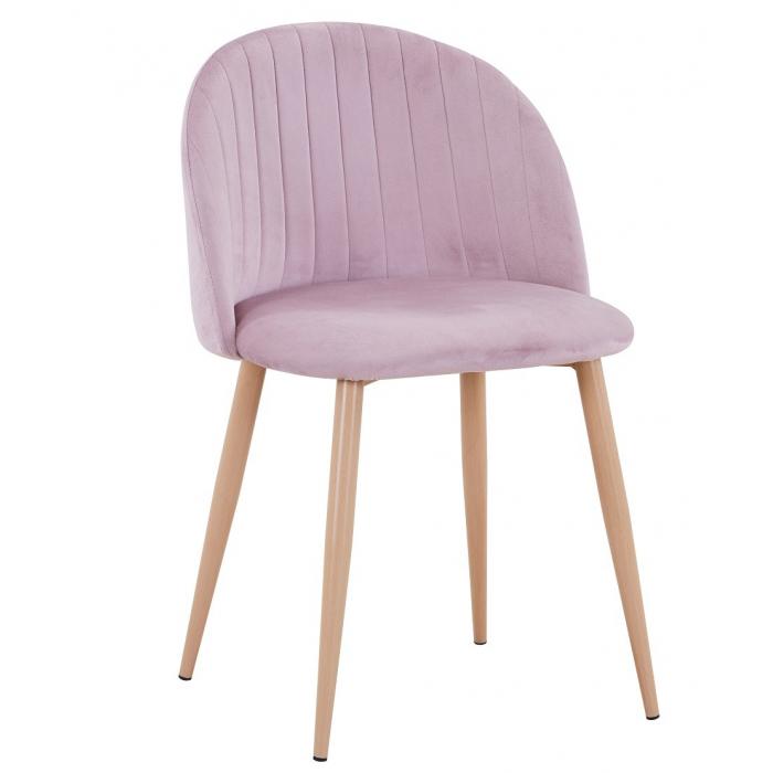 4 Sillas velvet new, patas metálicas, terciopelo rosa 25 - 4 unidades