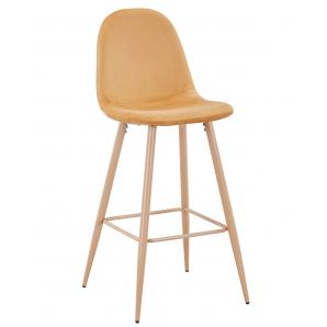 4 Taburetes epoque new, patas metálicas, terciopelo amarillo mostaza 42 - 4 unidades