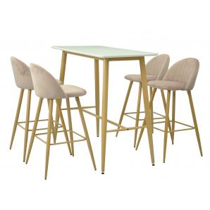 Mesa alta gobbi, metal, blanca, 120 x 60 cms