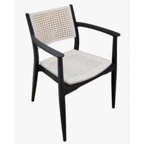 4 Sillones milton, apilable, polipropileno antracita y blanco - 4 unidades