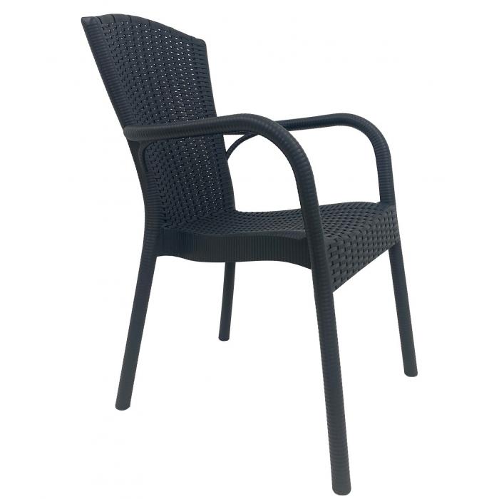 4 Sillones nestor, apilable, polipropileno antracita - 4 unidades