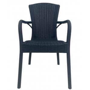4 Sillones nestor, apilable, polipropileno antracita - 4 unidades