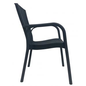 4 Sillones nestor, apilable, polipropileno antracita - 4 unidades