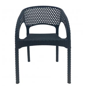 4 Sillones calvin, apilable, polipropileno antracita - 4 unidades