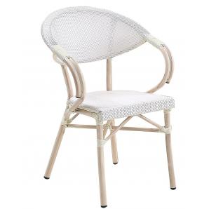 4 Sillones nerja, apilable, aluminio, teslin blanco, plata y gris - 4 unidades