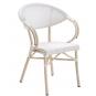 4 Sillones nerja, apilable, aluminio, teslin blanco, plata y gris - 4 unidades