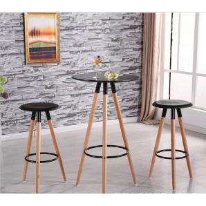 Mesa alta otilia new, madera, tapa negra de 60 cms de diámetro