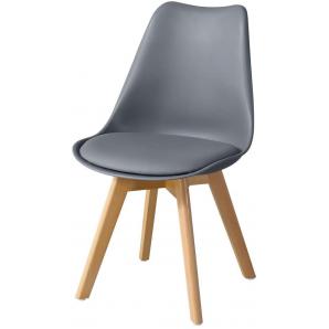 4 Sillas torre 4p ( su ), madera, polipropileno y cojín gris oscuro - 4 unidades