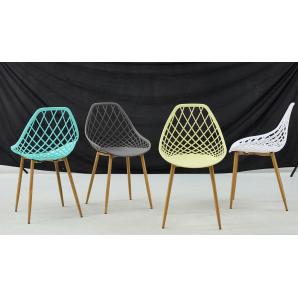 4 Sillas strauss, metal, polipropileno verde pastel - 4 unidades
