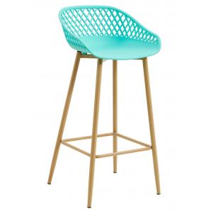 4 Taburetes strauss, metal, polipropileno verde pastel - 4 unidades