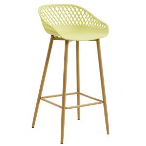 4 Taburetes strauss, metal, polipropileno amarillo pastel - 4 unidades
