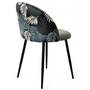4 Sillas floral, metal, tapizado velvet gris con trasera floral a juego - 4 unidades