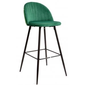 4 Taburetes floral, metal, tapizado velvet verde con trasera floral a juego - 4 unidades