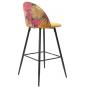4 Taburetes floral, metal, tapizado velvet amarillo con trasera floral a juego - 4 unidades